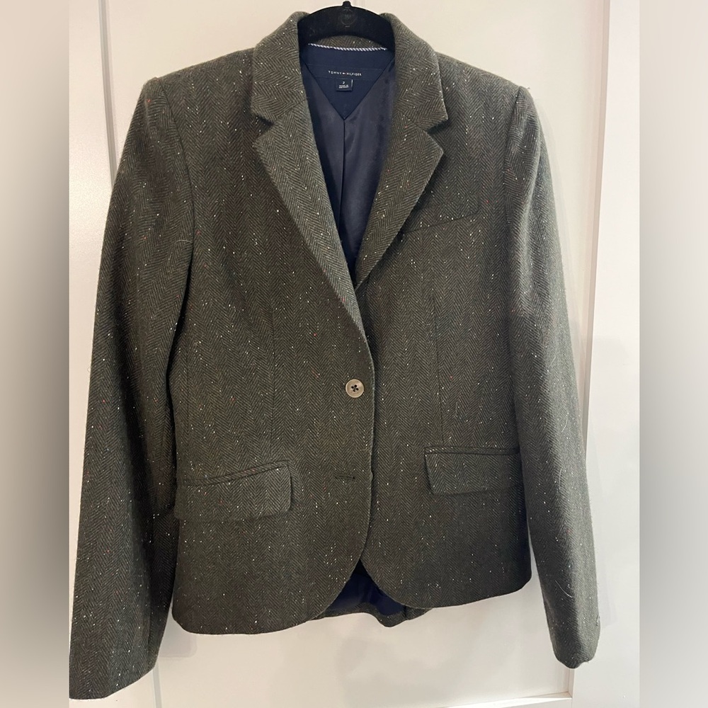 Tommy Hilfiger Women's Tweed Blazer in Charcoal